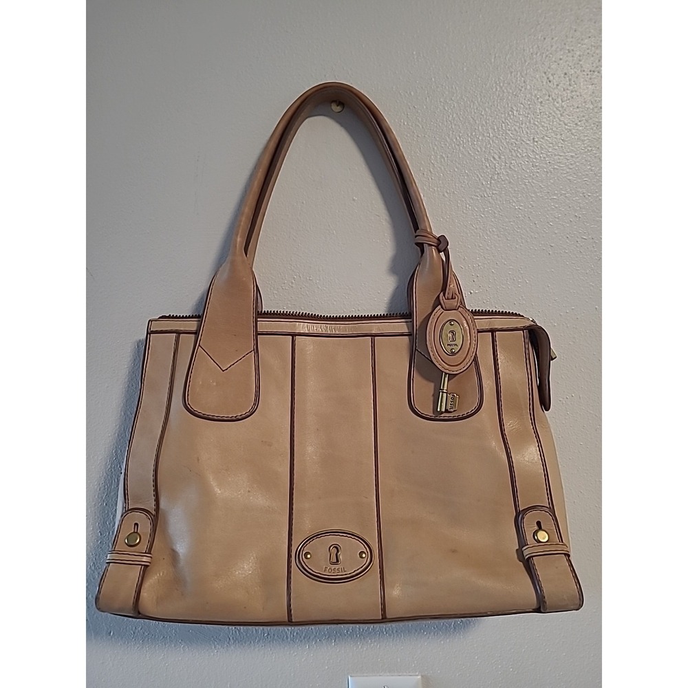 FOSSIL Vintage Reissue Carmel Tan Shoulder Tote Purse Bag Leather